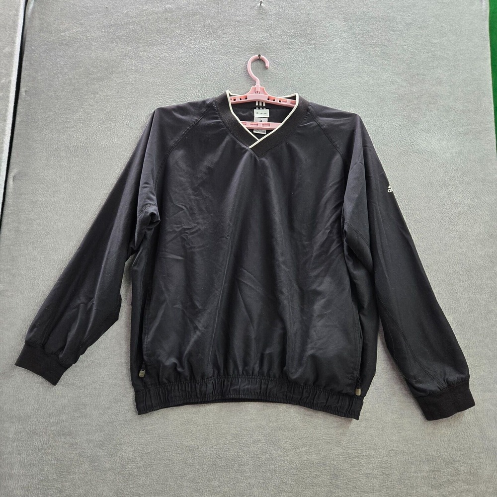 Adidas Men Jacket XL Black Y2K Climashell Long Sleeve Logo Pullover